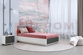 Кровать Грейс КР-4011 Снежный Ясень, вставка Антрацит Матовый - мебель ЛЕРОМ во Владивостоке