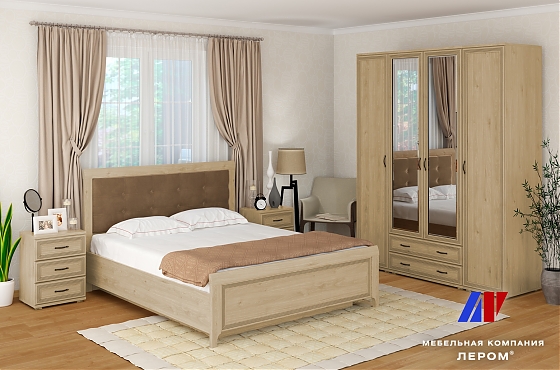 Спальня Карина - композиция 4 Гикори Джексон светлый+велюр - мебель ЛЕРОМ во Владивостоке
