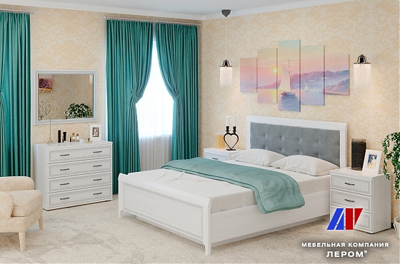 Спальня Карина - композиция 5 Снежный Ясень+велюр - мебель ЛЕРОМ во Владивостоке